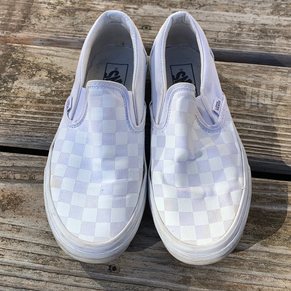 Vans, Classic Slip-on Checkerboard Shoe, True White, 7.5, Great Condition!✨